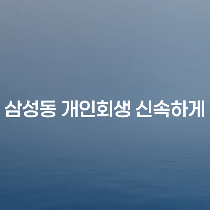 삼성동 개인회생 신속하게